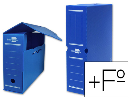 Caja archivo definitivo Liderpapel Folio prolongado plástico azul